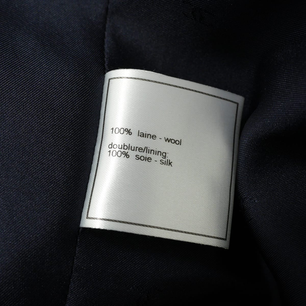 [Pre-loved] 1997AW CHANEL One‐piece dress Vintage Embroidery Half Sleeves Navy Wool #40 P09345[LIKE NEW][Authentic]