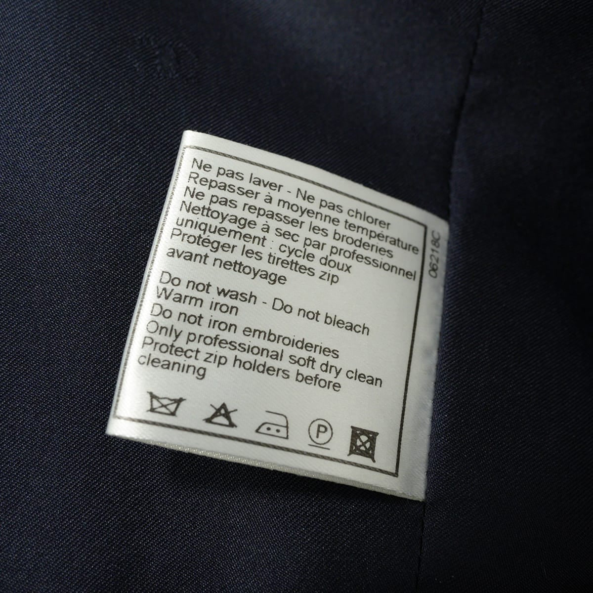 [Pre-loved] 1997AW CHANEL One‐piece dress Vintage Embroidery Half Sleeves Navy Wool #40 P09345[LIKE NEW][Authentic]