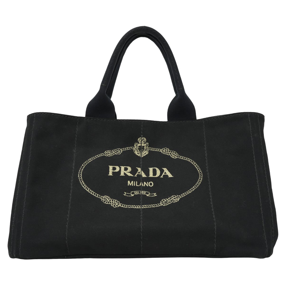 [Pre-loved] PRADA tote bag CANAPA GM Noir (Black) Canvas Gold HW BN1872[USED SA][Authentic]