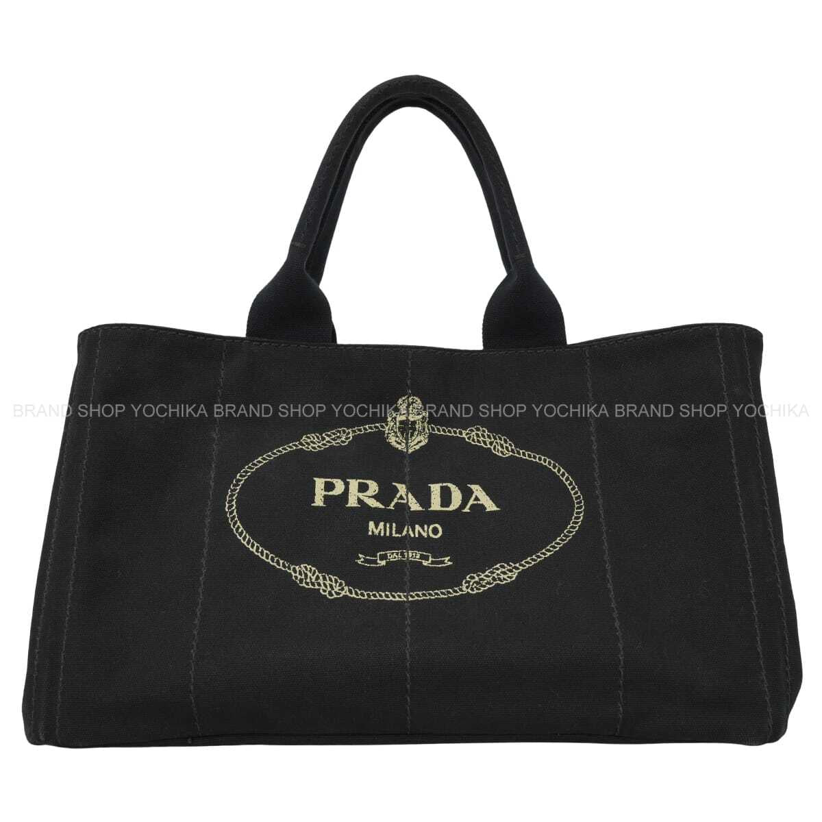 [Pre-loved] PRADA tote bag CANAPA GM Noir (Black) Canvas Gold HW BN1872[USED SA][Authentic]