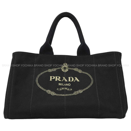 [Pre-loved] PRADA tote bag CANAPA GM Noir (Black) Canvas Gold HW BN1872[USED SA][Authentic]