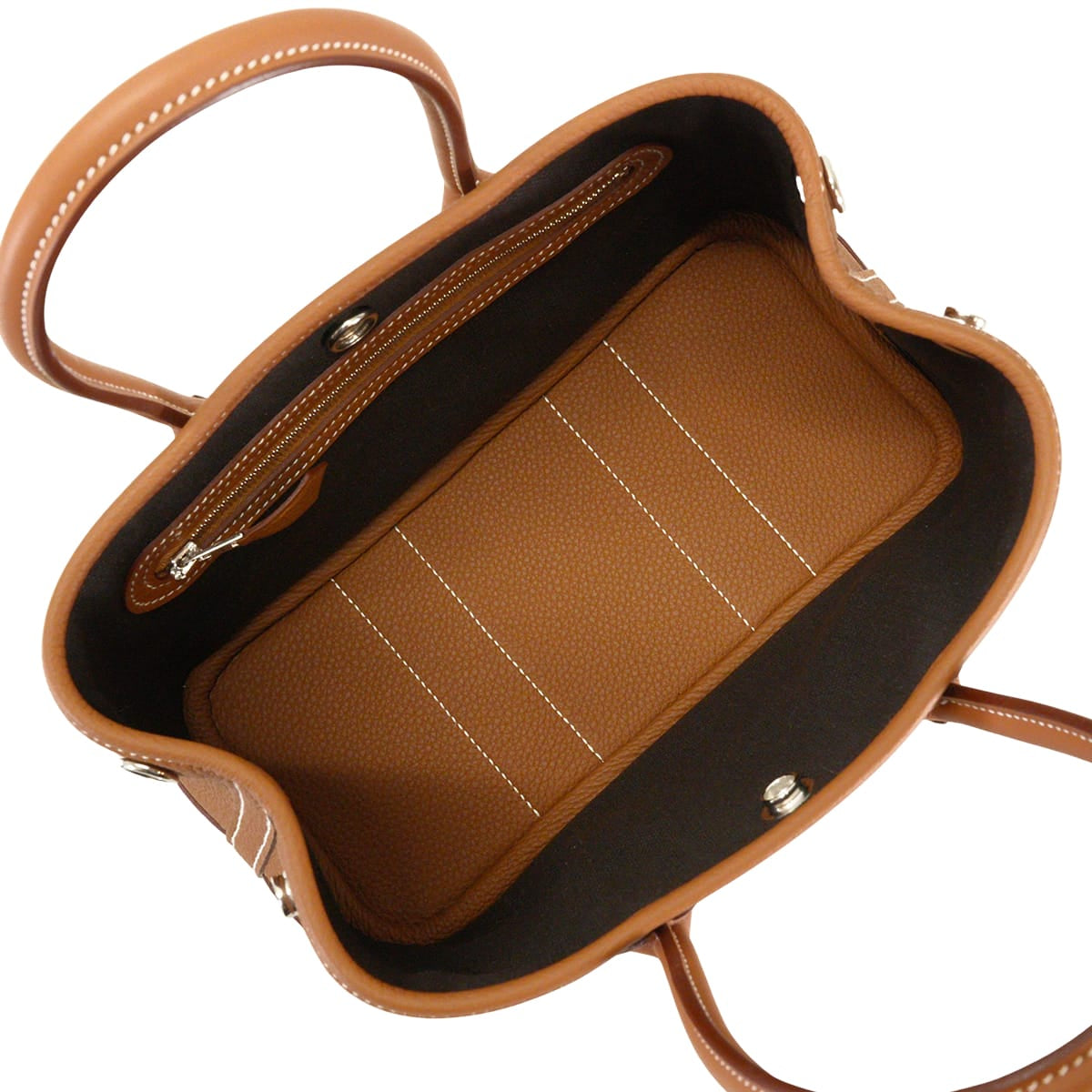 HERMES Handbag Neo Garden Party 23 Bredies Gold/Noir (Black) Veau Negonda Silver HW Stamp G[EXCELLENT][Authentic]