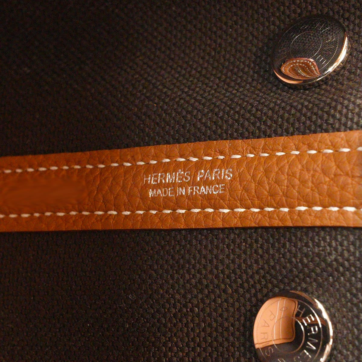 HERMES Handbag Neo Garden Party 23 Bredies Gold/Noir (Black) Veau Negonda Silver HW Stamp G[EXCELLENT][Authentic]