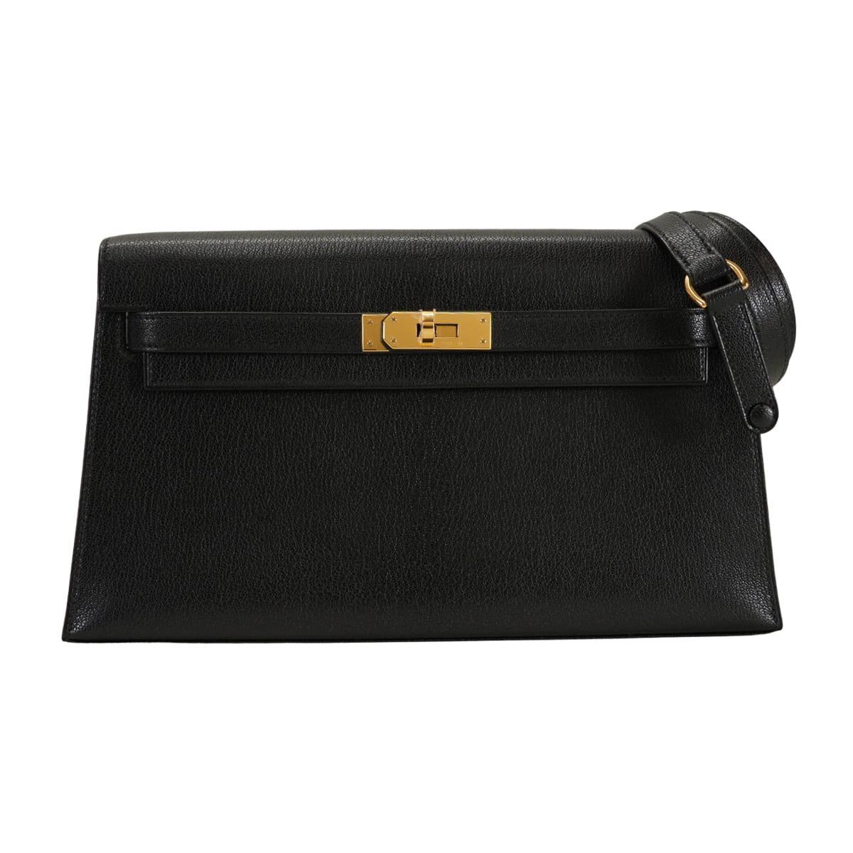 HERMES Clutch bag Kelly Elan Noir (Black) Chevre Chamkila Gold HW Stamp B[EXCELLENT][Authentic]