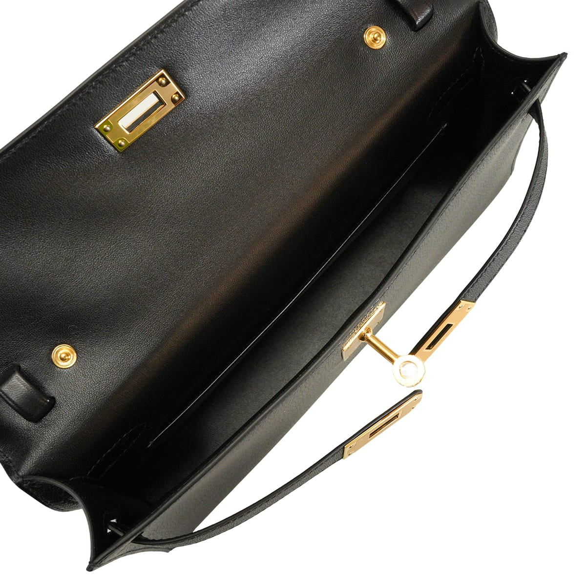 HERMES Clutch bag Kelly Elan Noir (Black) Chevre Chamkila Gold HW Stamp B[EXCELLENT][Authentic]