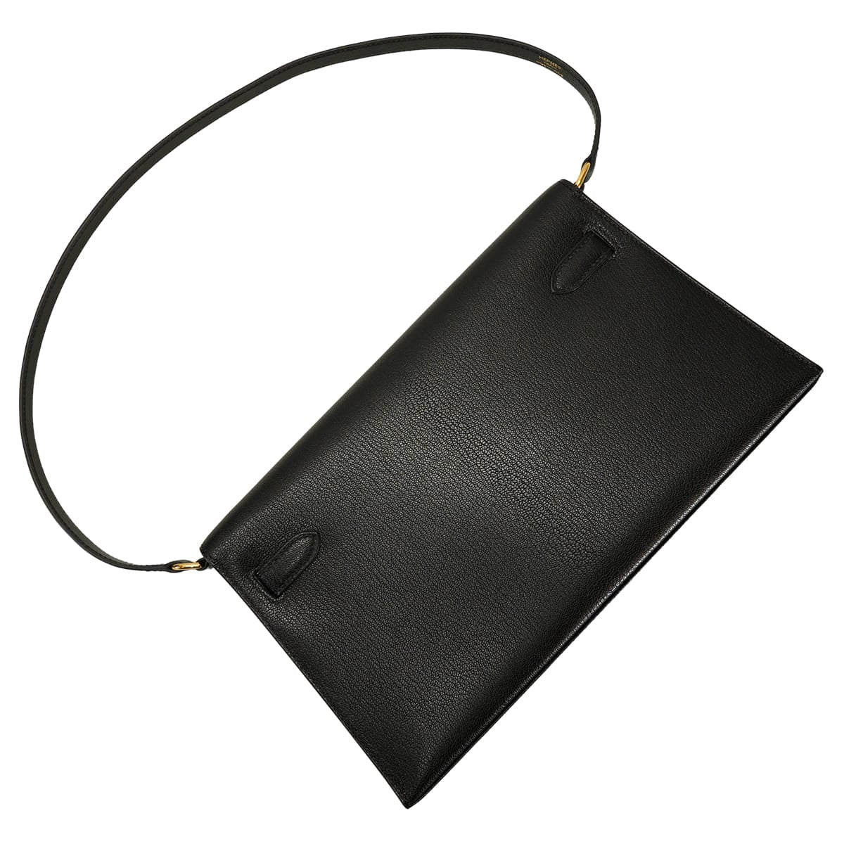 HERMES Clutch bag Kelly Elan Noir (Black) Chevre Chamkila Gold HW Stamp B[EXCELLENT][Authentic]