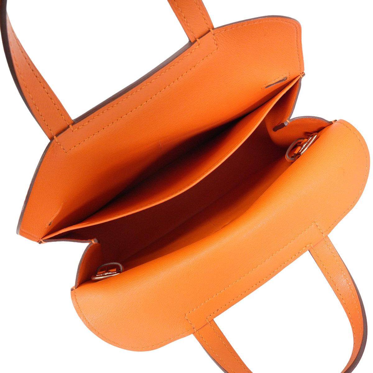 [Pre-loved] HERMES Shoulder bag Halzan mini Orange Veau Swift Silver HW Stamp A[LIKE NEW][Authentic]