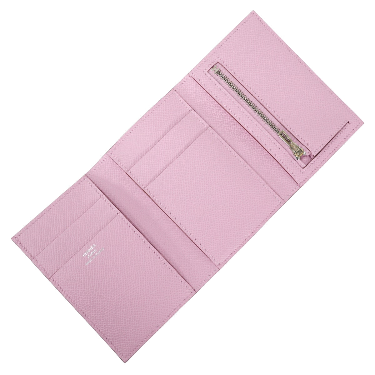 HERMES Tri-fold wallet Bearn Combine Mauve sylvestre Veau Epsom Silver HW Stamp U[EXCELLENT][Authentic]