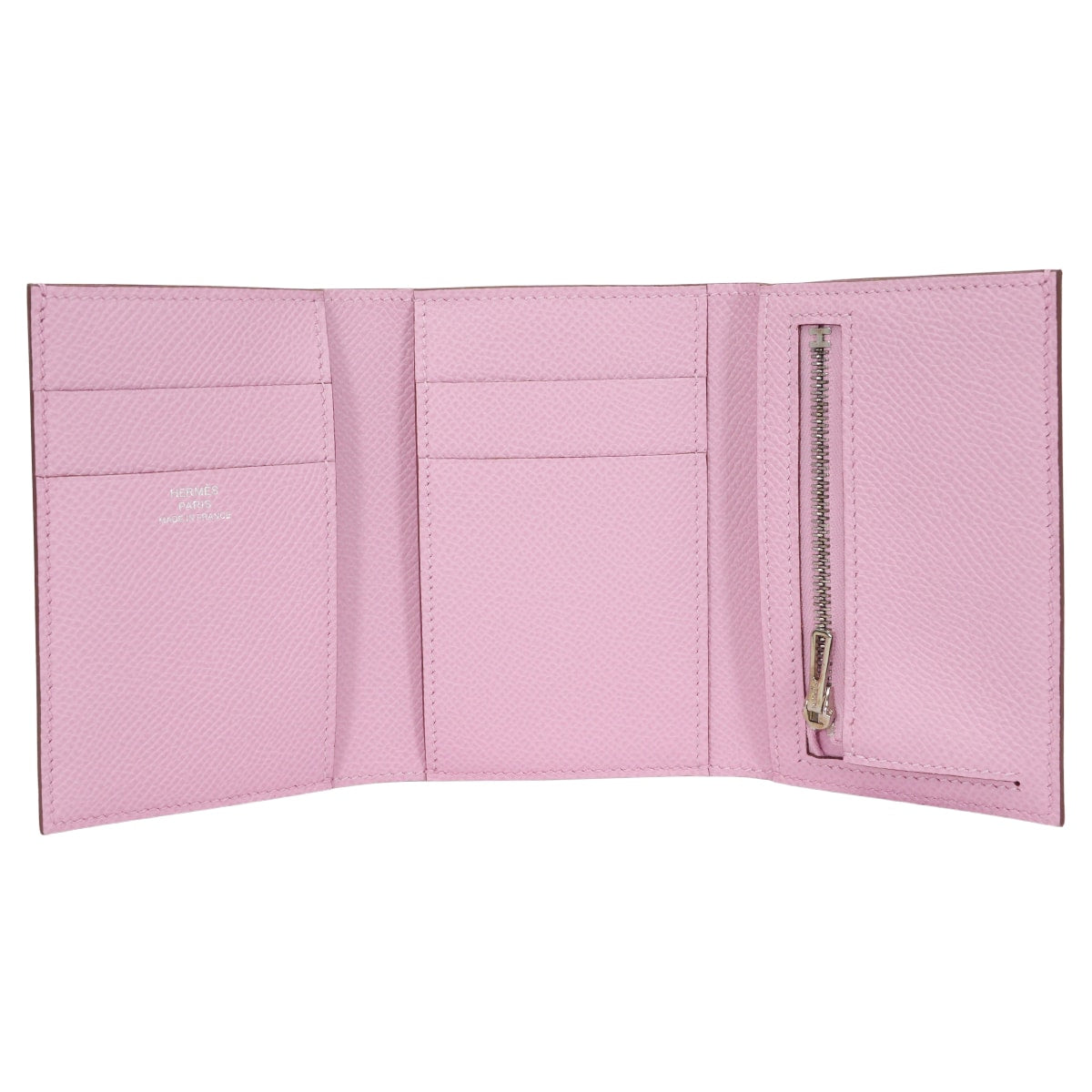 HERMES Tri-fold wallet Bearn Combine Mauve sylvestre Veau Epsom Silver HW Stamp U[EXCELLENT][Authentic]