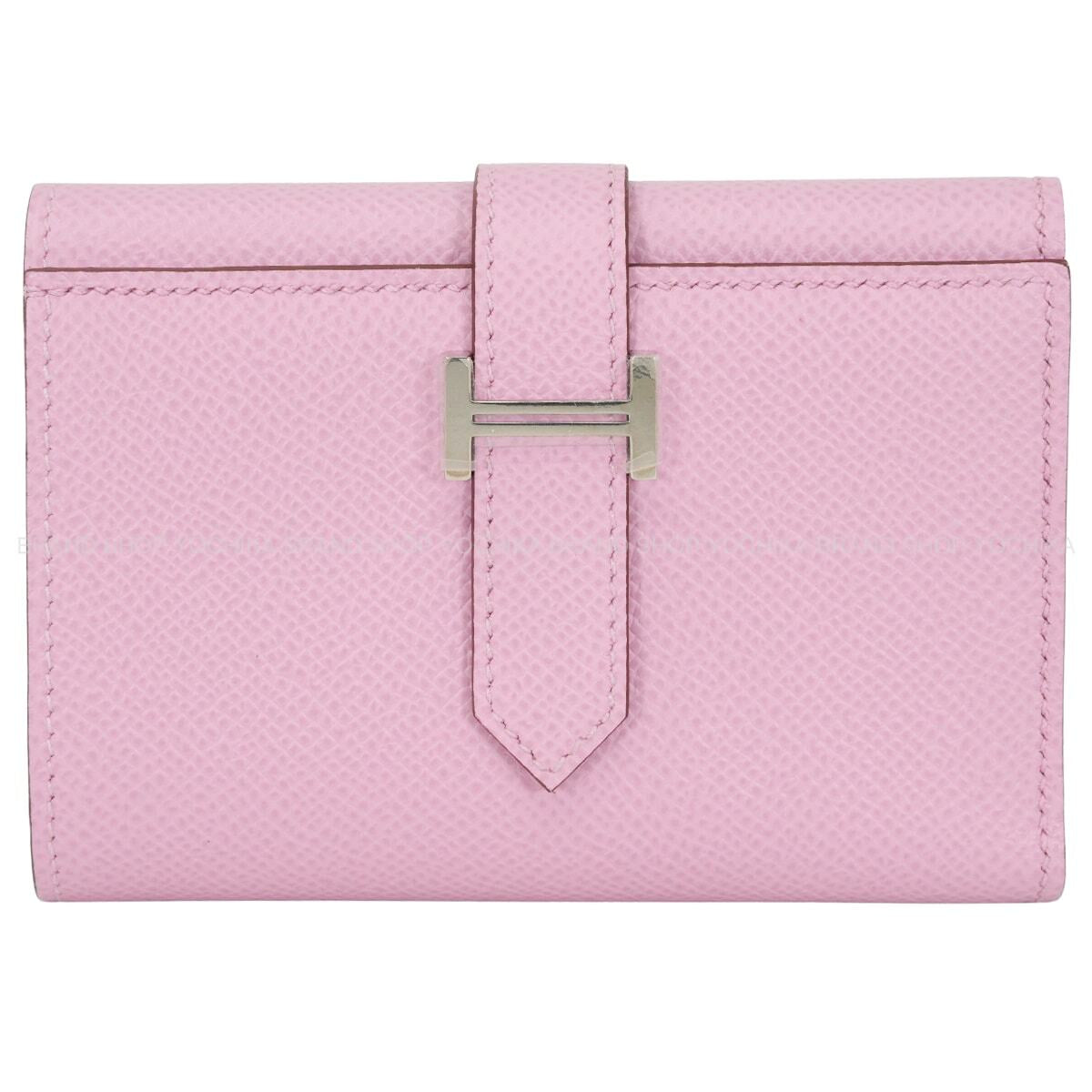 HERMES Tri-fold wallet Bearn Combine Mauve sylvestre Veau Epsom Silver HW Stamp U[EXCELLENT][Authentic]