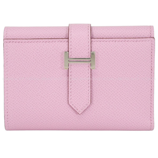HERMES Tri-fold wallet Bearn Combine Mauve sylvestre Veau Epsom Silver HW Stamp U[EXCELLENT][Authentic]
