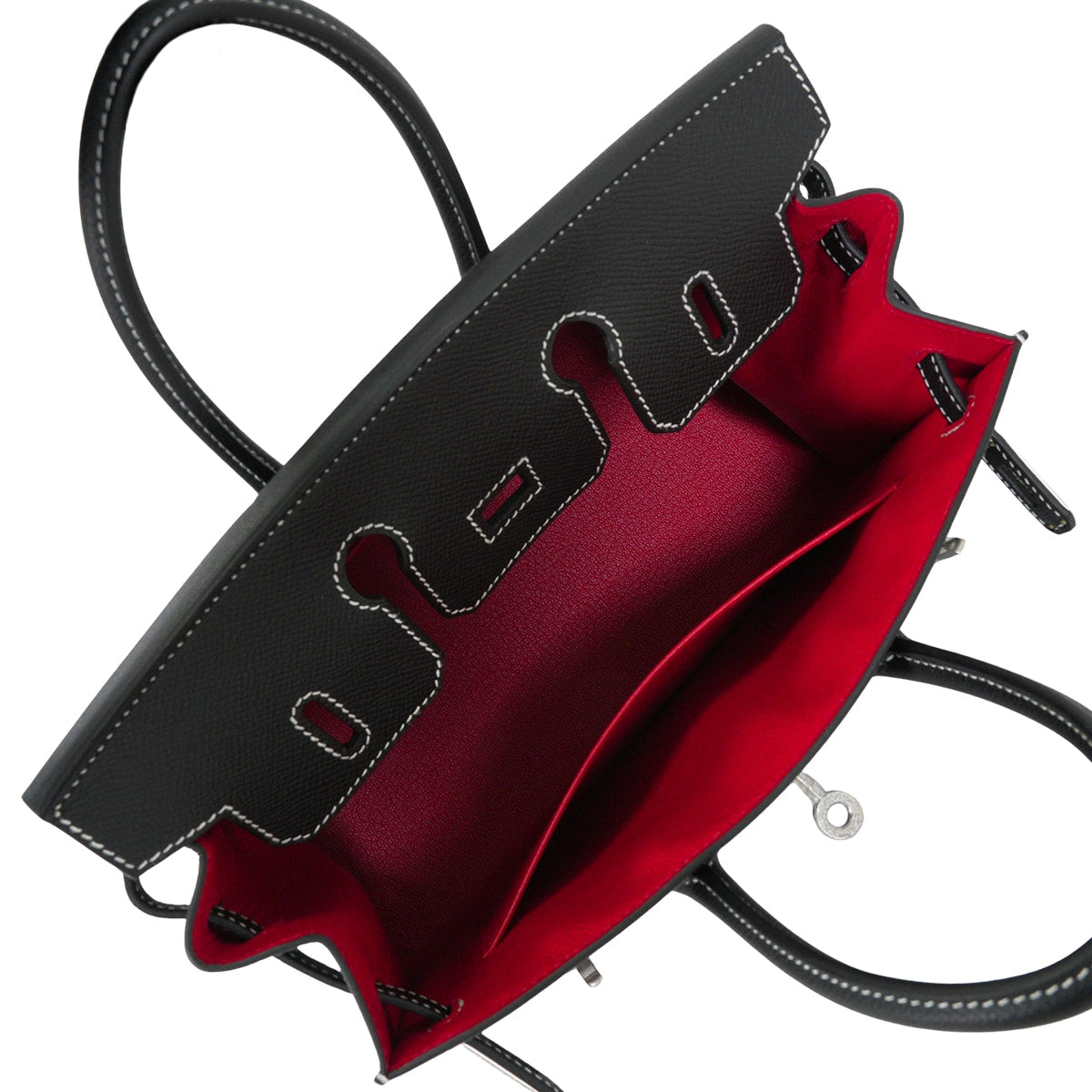 HERMES Handbag Birkin25 Sellier Special Order HSS Noir (Black)/Rouge de Coeur Veau Epsom Mat Silver HW Stamp W[BRAND NEW][Authentic]