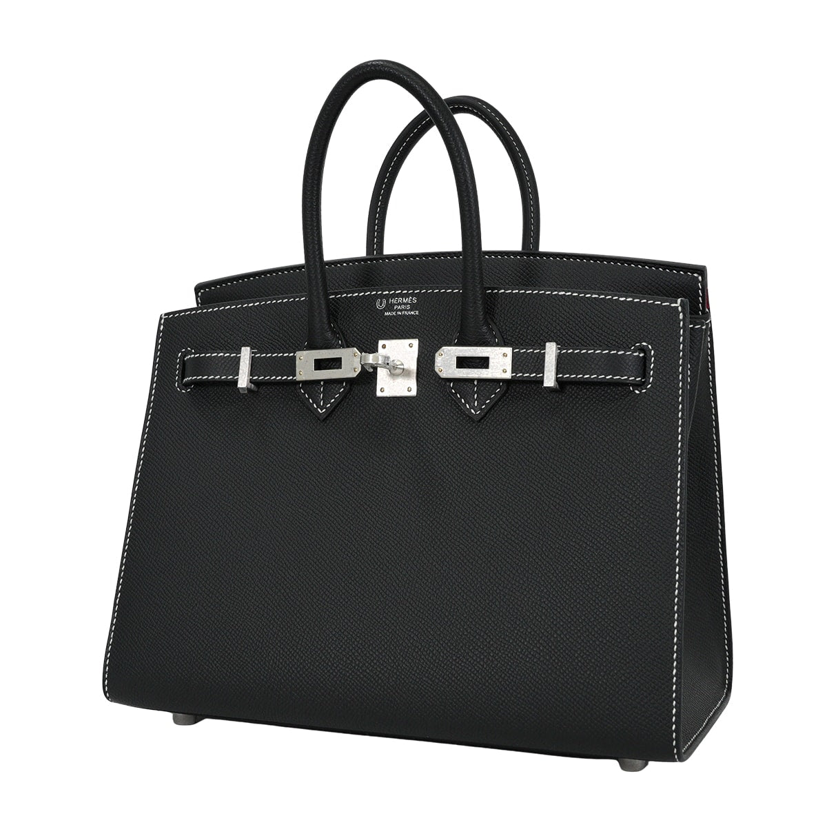 HERMES Handbag Birkin25 Sellier Special Order HSS Noir (Black)/Rouge de Coeur Veau Epsom Mat Silver HW Stamp W[BRAND NEW][Authentic]