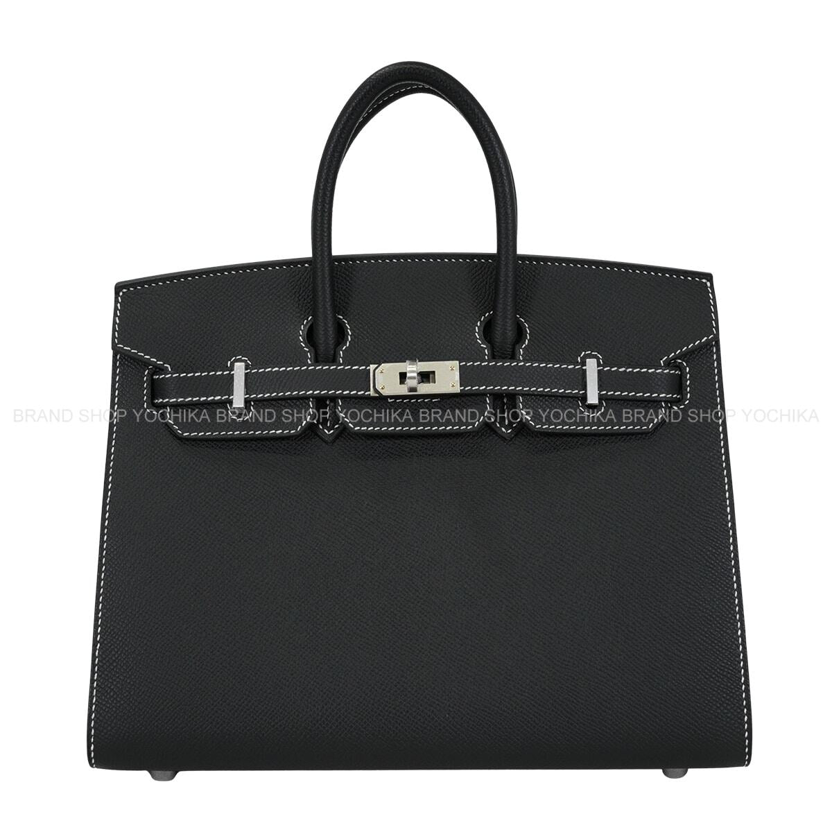 HERMES Handbag Birkin25 Sellier Special Order HSS Noir (Black)/Rouge de Coeur Veau Epsom Mat Silver HW Stamp W[BRAND NEW][Authentic]