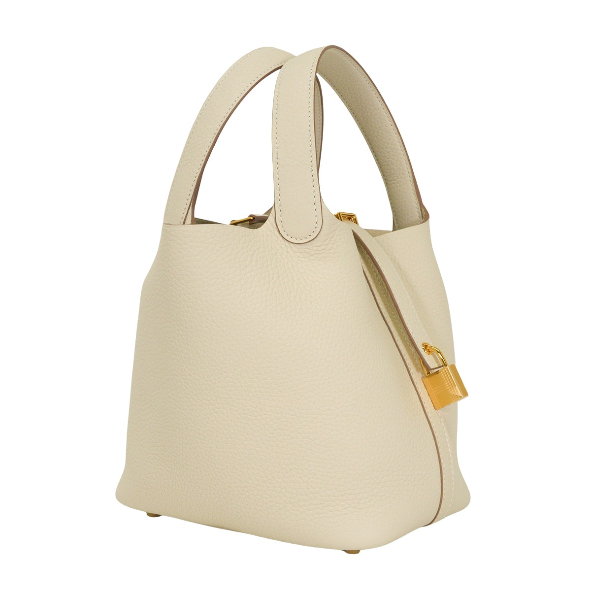HERMES Handbag Picotin Lock 18 PM Craie Taurillon Clemence Gold HW Stamp G[EXCELLENT][Authentic]