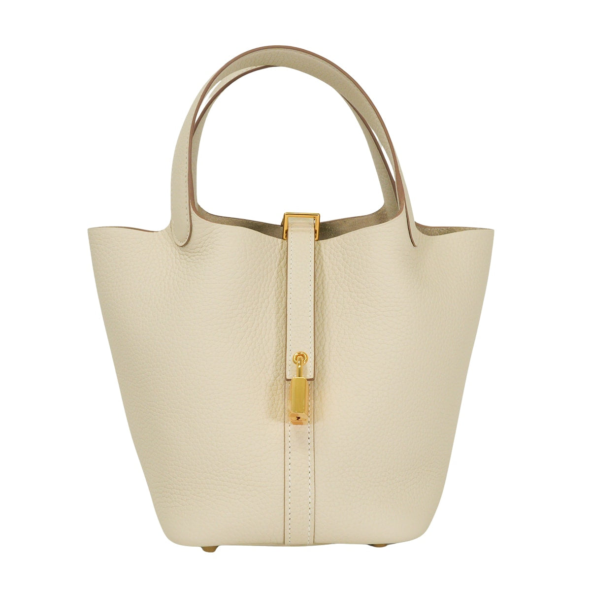 HERMES Handbag Picotin Lock 18 PM Craie Taurillon Clemence Gold HW Stamp G[EXCELLENT][Authentic]