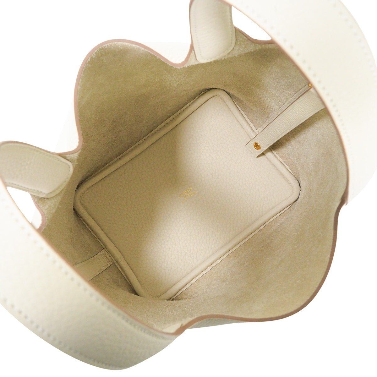 HERMES Handbag Picotin Lock 18 PM Craie Taurillon Clemence Gold HW Stamp G[EXCELLENT][Authentic]
