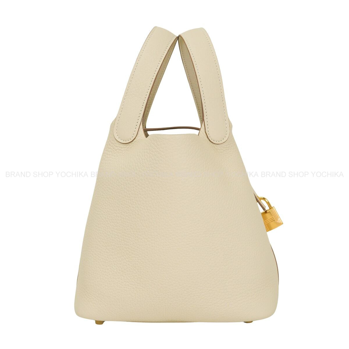 HERMES Handbag Picotin Lock 18 PM Craie Taurillon Clemence Gold HW Stamp G[EXCELLENT][Authentic]