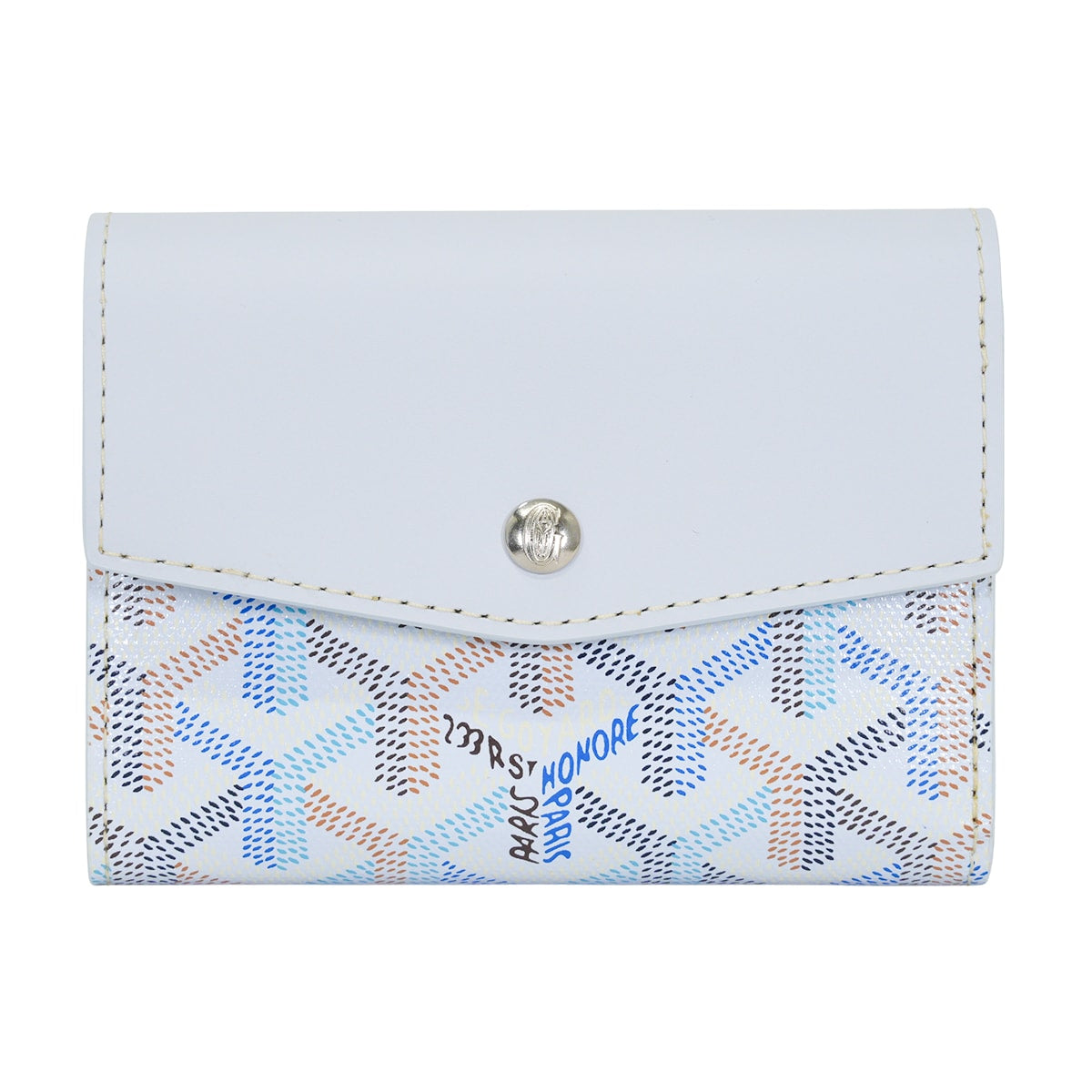 2026 Limited Edition GOYARD Tri-fold wallet Saint Gabriel PM WalletPolar Blue/Multicolor PVC coated canvas/Calfskin Silver HW STGABRPMLTY71CL23P[BRAND NEW][Authentic]