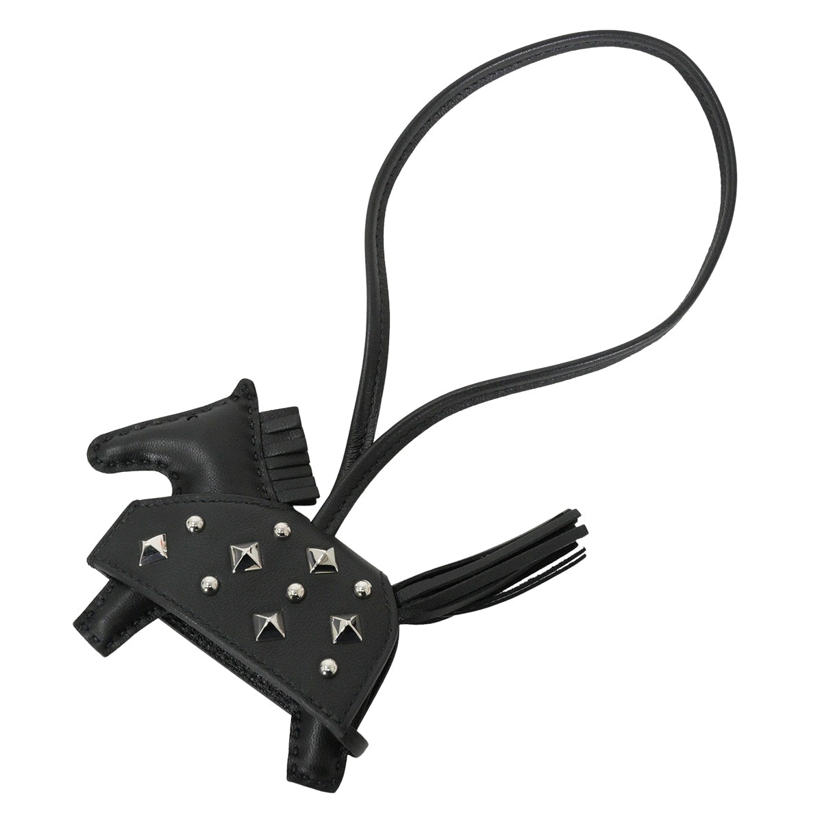 HERMES bag charm Rodeo Robeo Rock PM Studs Noir (Black) Agneau Milo Silver HW Stamp G[BRAND NEW][Authentic]