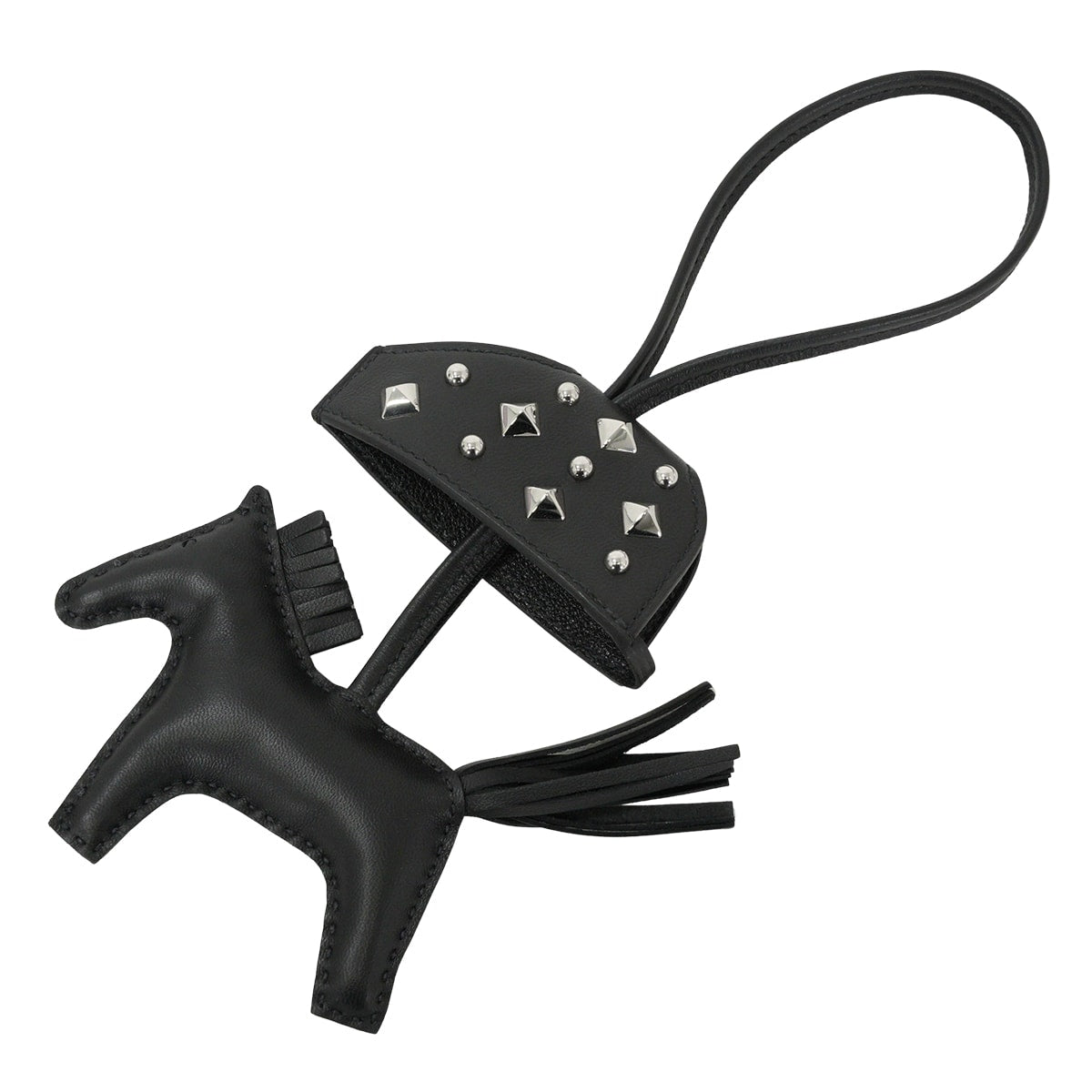HERMES bag charm Rodeo Robeo Rock PM Studs Noir (Black) Agneau Milo Silver HW Stamp G[BRAND NEW][Authentic]