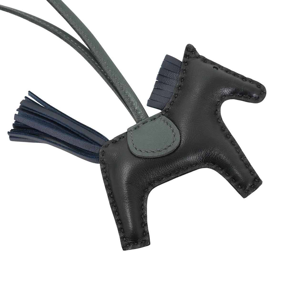 HERMES bag charm Rodeo PM Noir (Black)/Vert Mangrove/Bleu Nuit Agneau Milo Stamp G[BRAND NEW][Authentic]