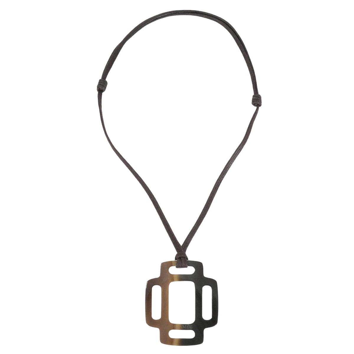 [Pre-loved] HERMES necklace Rythme Brown Buffalo Horn[LIKE NEW][Authentic]