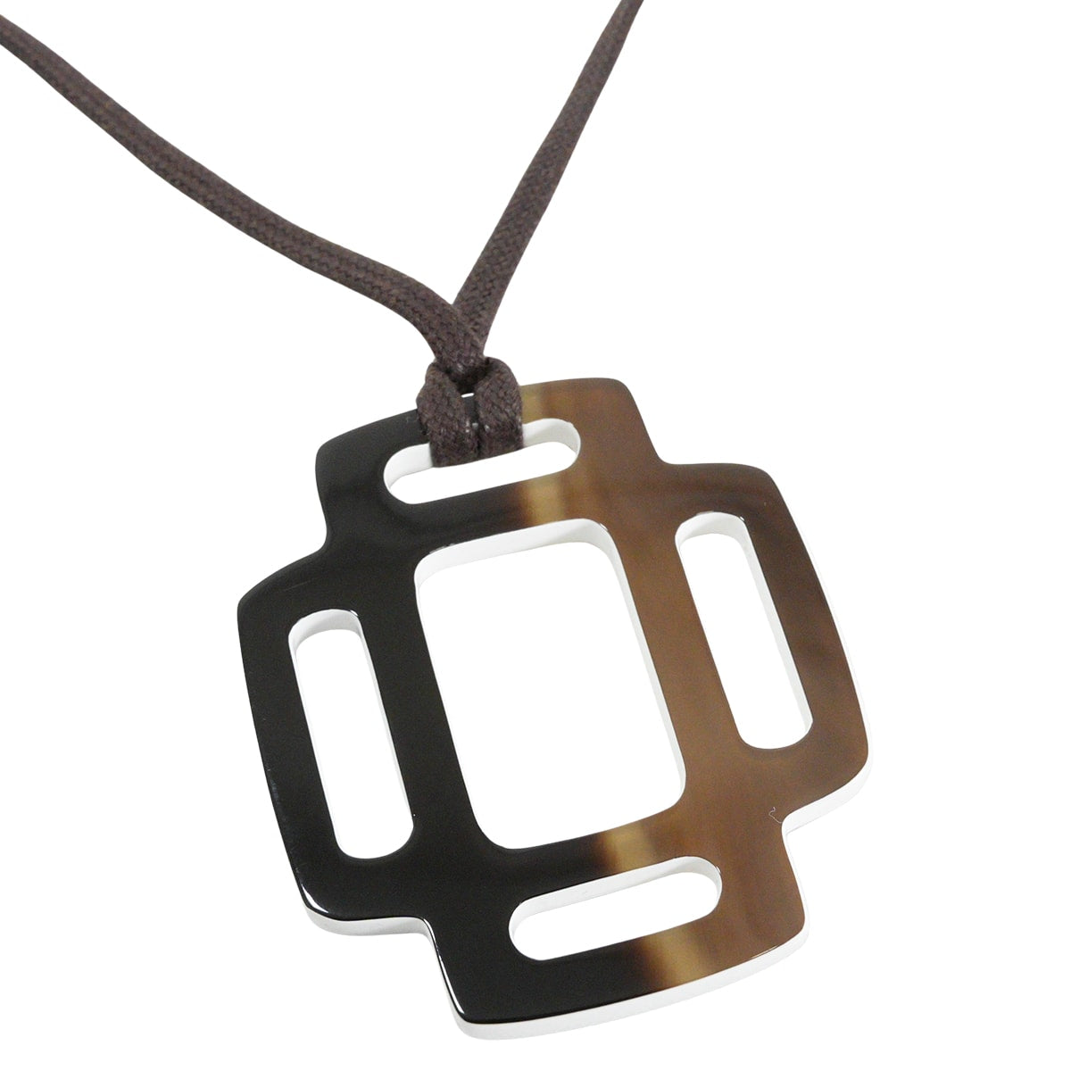 [Pre-loved] HERMES necklace Rythme Brown Buffalo Horn[LIKE NEW][Authentic]