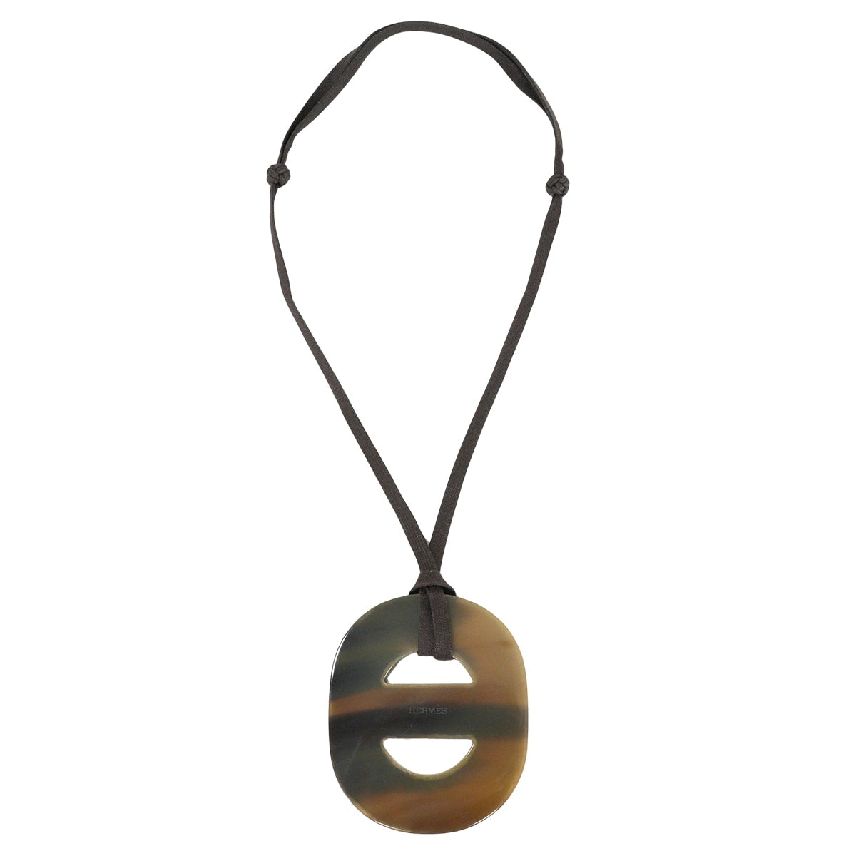 [Pre-loved] HERMES necklace Fidelio Brown Buffalo Horn[USED SA][Authentic]
