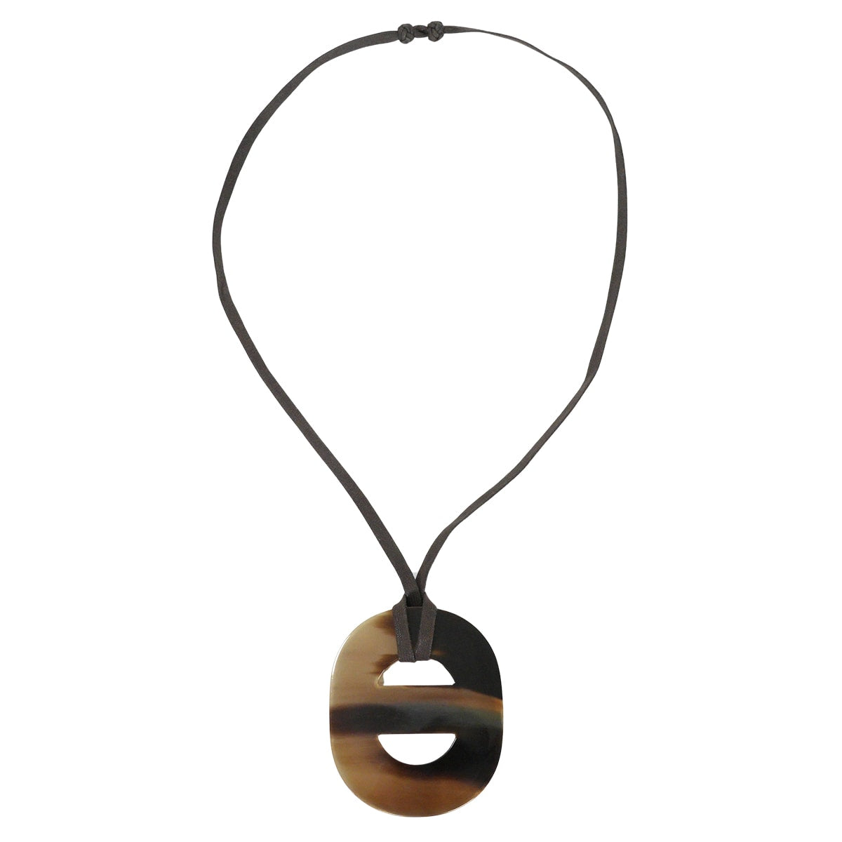 [Pre-loved] HERMES necklace Fidelio Brown Buffalo Horn[USED SA][Authentic]