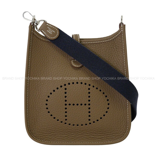 HERMES Shoulder bag Evelyne 16 TPM Amazon Etoupe/Blue Indigo Taurillon Clemence Silver HW Stamp K[BRAND NEW][Authentic]