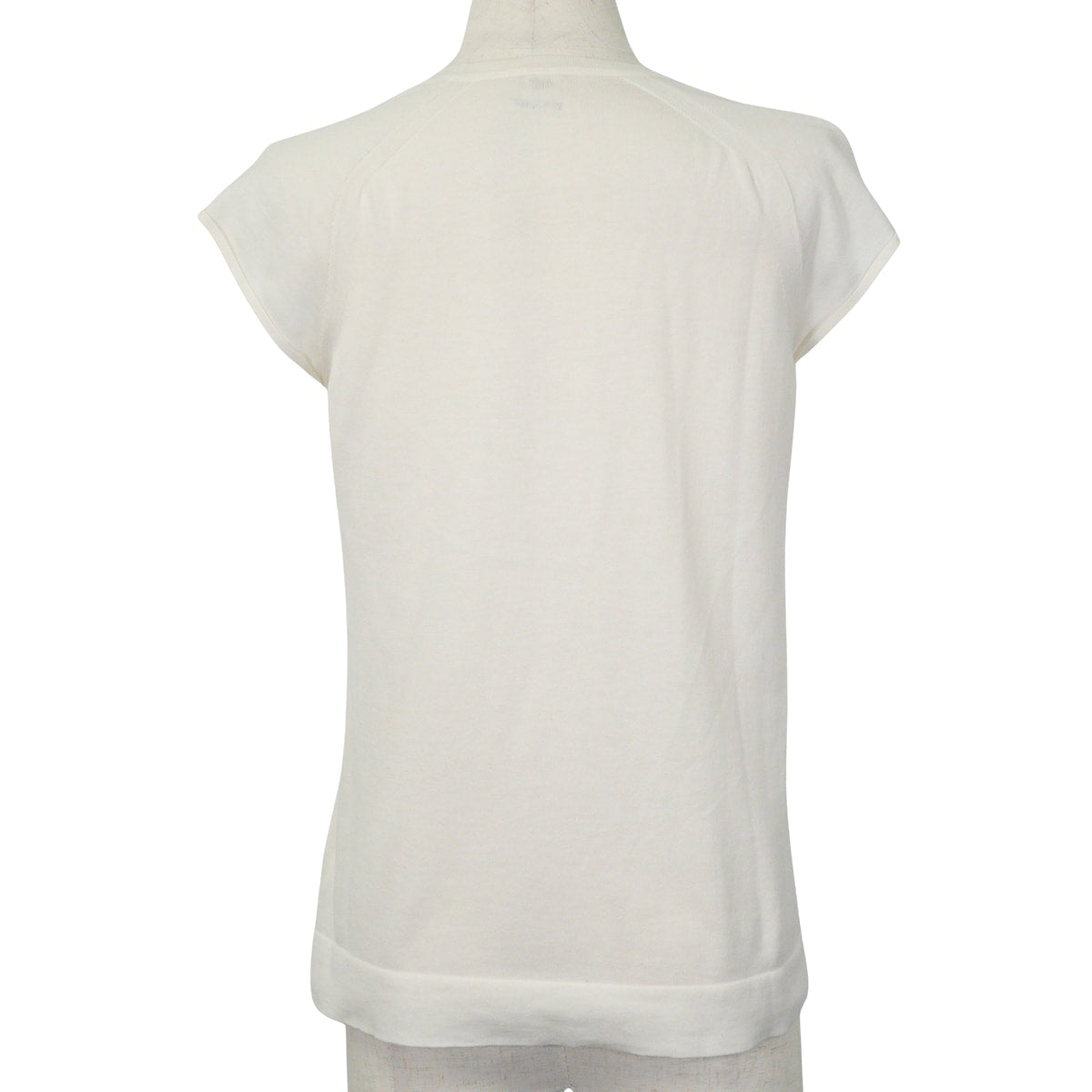 [Pre-loved] HERMES Short sleeve t shirt Cap Sleeve Tops Ivory Cotton/Silk #36[LIKE NEW][Authentic]