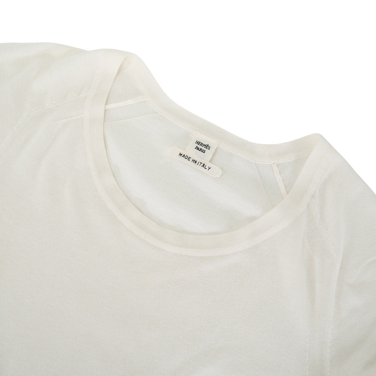 [Pre-loved] HERMES Short sleeve t shirt Cap Sleeve Tops Ivory Cotton/Silk #36[LIKE NEW][Authentic]