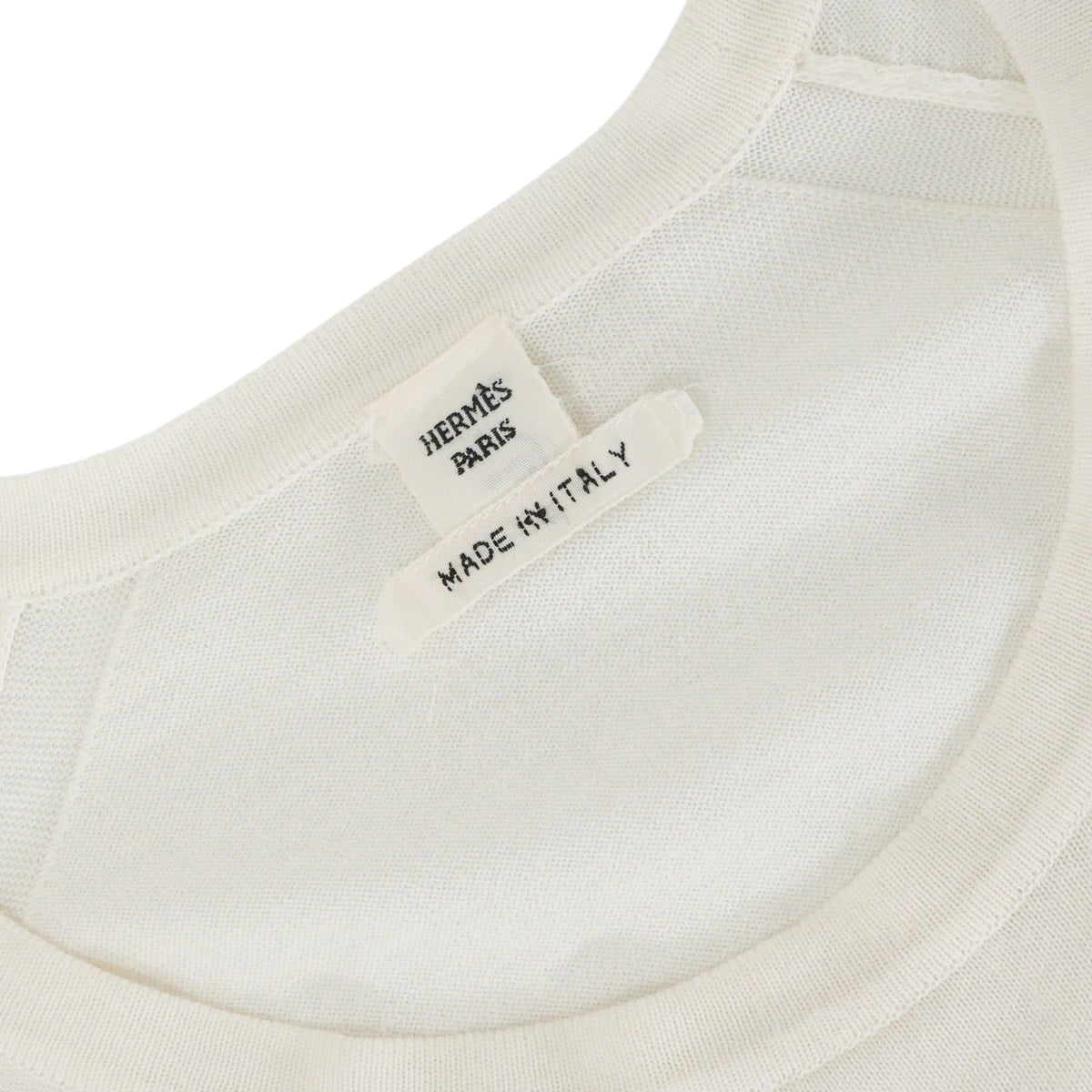 [Pre-loved] HERMES Short sleeve t shirt Cap Sleeve Tops Ivory Cotton/Silk #36[LIKE NEW][Authentic]