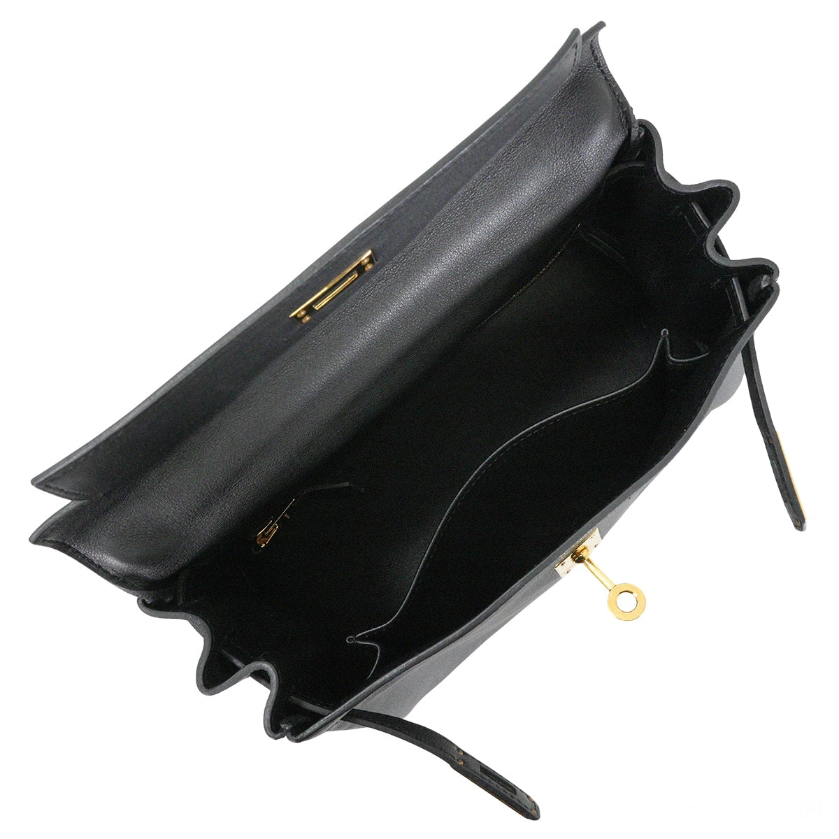 [Pre-loved] HERMES Shoulder bag Kelly25 Retourne Noir (Black) Veau Swift Gold HW Stamp X[USED SA][Authentic]