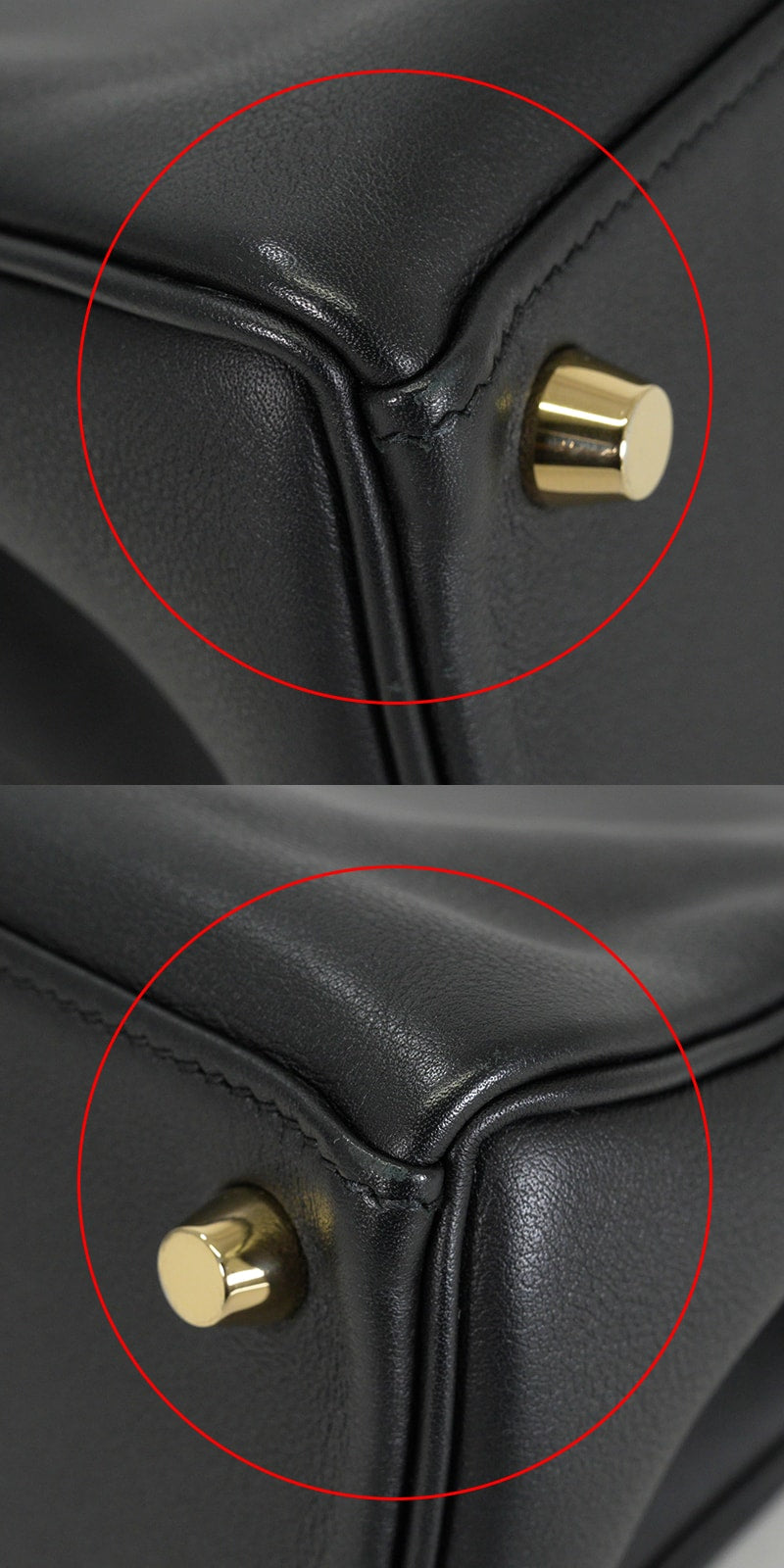 [Pre-loved] HERMES Shoulder bag Kelly25 Retourne Noir (Black) Veau Swift Gold HW Stamp X[USED SA][Authentic]