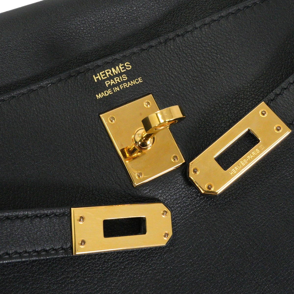 [Pre-loved] HERMES Shoulder bag Kelly25 Retourne Noir (Black) Veau Swift Gold HW Stamp X[USED SA][Authentic]
