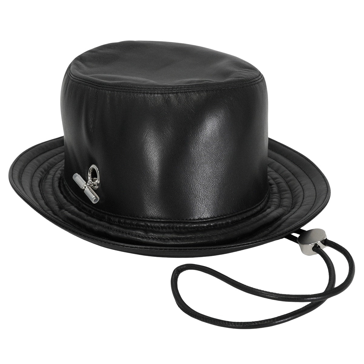 HERMES hat JODIE Bucket with Glenan Cord Noir (Black) Agneau Brillant[EXCELLENT][Authentic]