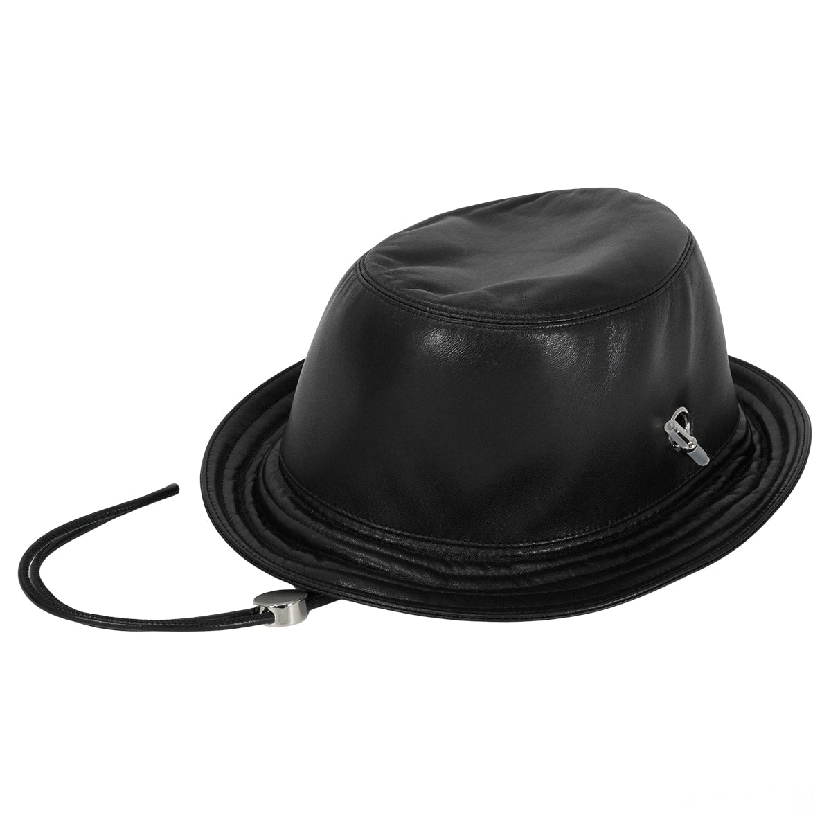 HERMES hat JODIE Bucket with Glenan Cord Noir (Black) Agneau Brillant[EXCELLENT][Authentic]