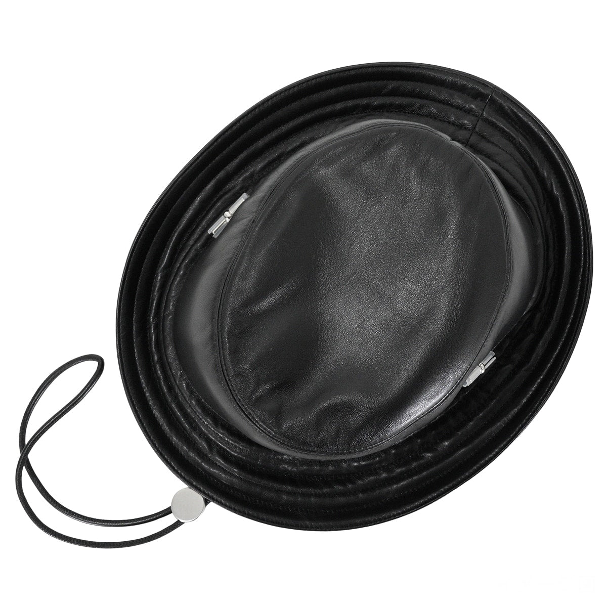 HERMES hat JODIE Bucket with Glenan Cord Noir (Black) Agneau Brillant[EXCELLENT][Authentic]