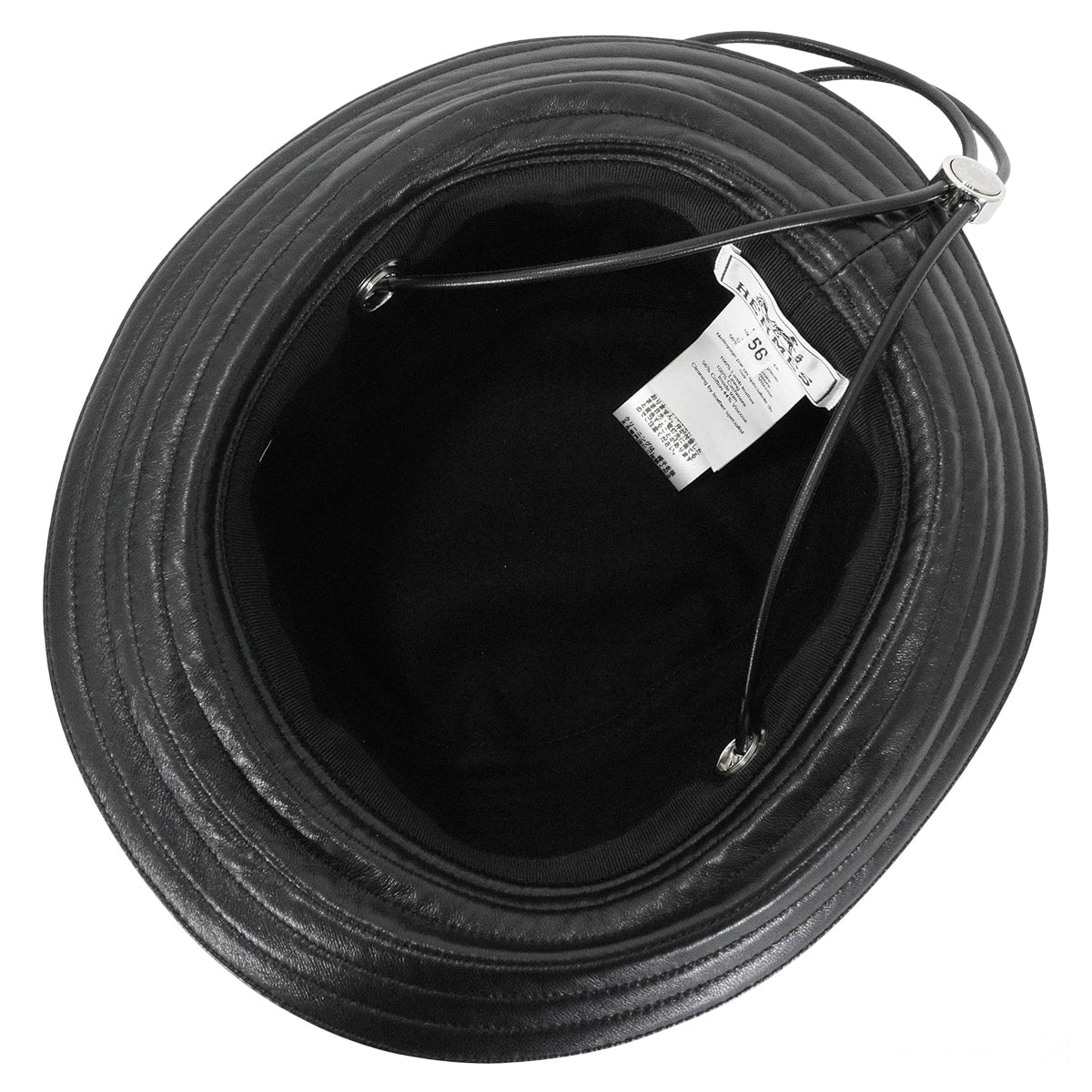 HERMES hat JODIE Bucket with Glenan Cord Noir (Black) Agneau Brillant[EXCELLENT][Authentic]