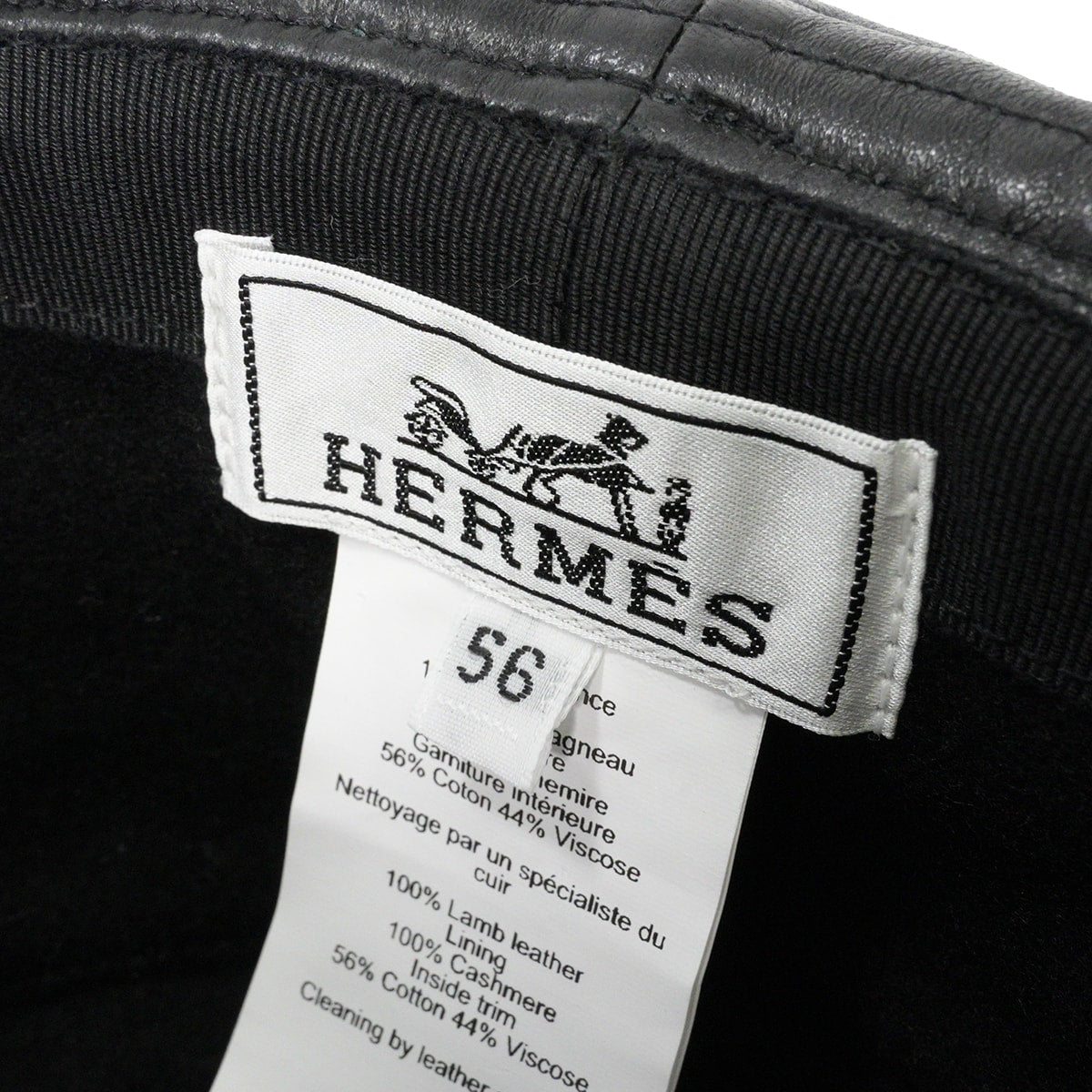 HERMES hat JODIE Bucket with Glenan Cord Noir (Black) Agneau Brillant[EXCELLENT][Authentic]