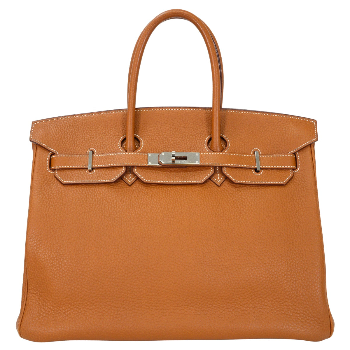 [Pre-loved] HERMES Handbag Birkin35 Gold Veau Togo Silver HW Stamp □K[USED SA][Authentic]