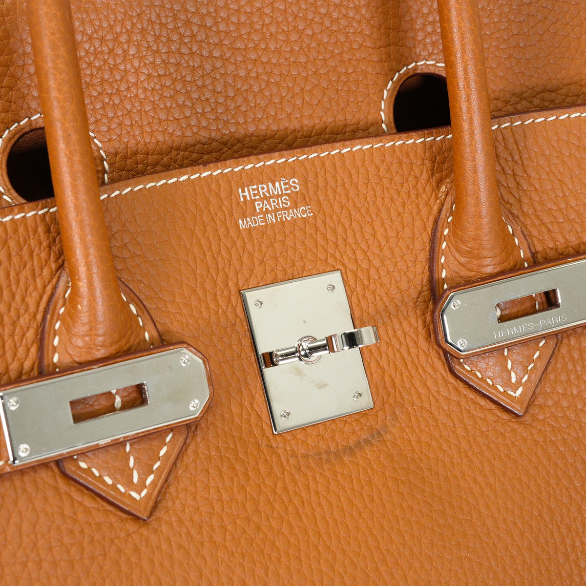 [Pre-loved] HERMES Handbag Birkin35 Gold Veau Togo Silver HW Stamp □K[USED SA][Authentic]