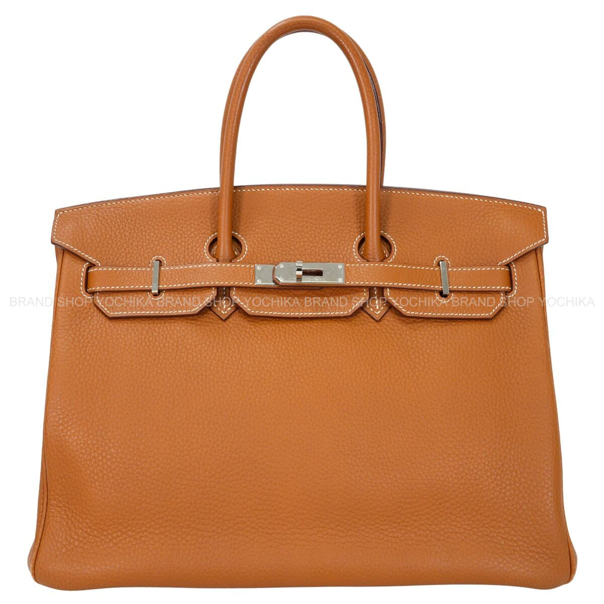 [Pre-loved] HERMES Handbag Birkin35 Gold Veau Togo Silver HW Stamp □K[USED SA][Authentic]