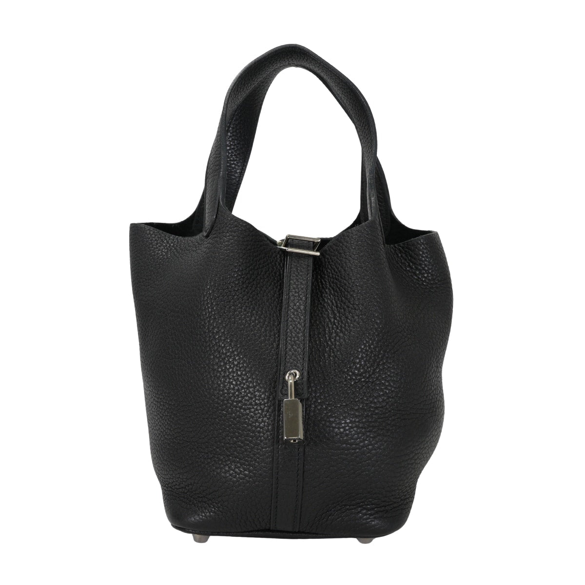 [Pre-loved] HERMES Handbag Picotin Lock 18 PM Noir (Black) Taurillon Clemence Silver HW Stamp □M[USED A][Authentic]