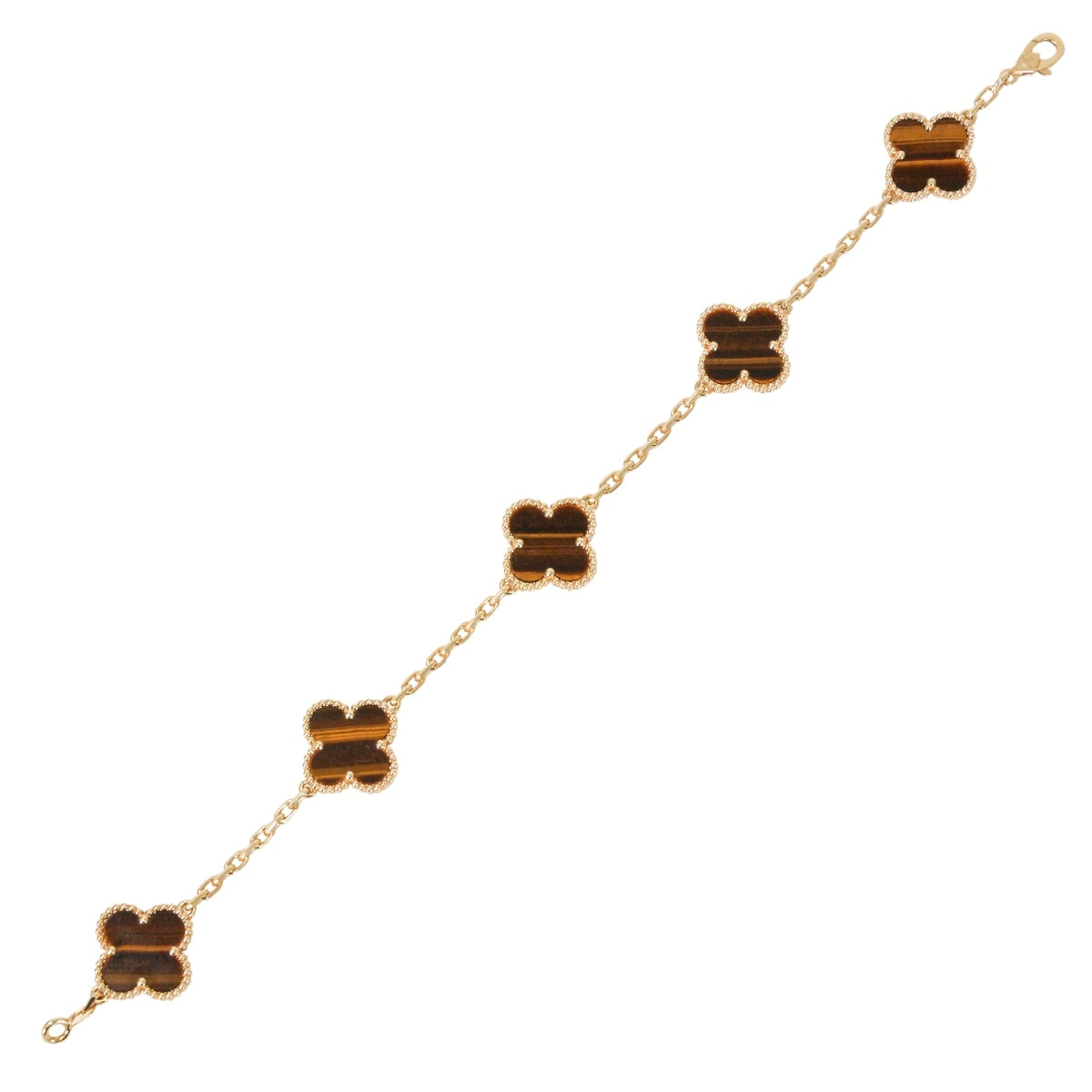 [Pre-loved] Van Cleef & Arpels bracelet Vintage Alhambra 5 mitif K18 Tigers Eye VCARD35600[USED SA][Authentic]