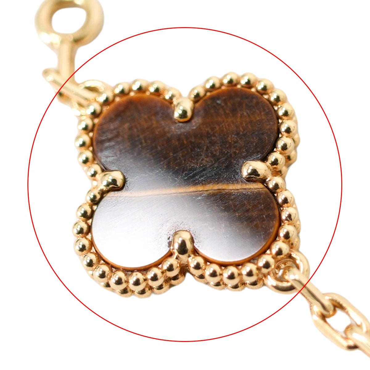 [Pre-loved] Van Cleef & Arpels bracelet Vintage Alhambra 5 mitif K18 Tigers Eye VCARD35600[USED SA][Authentic]