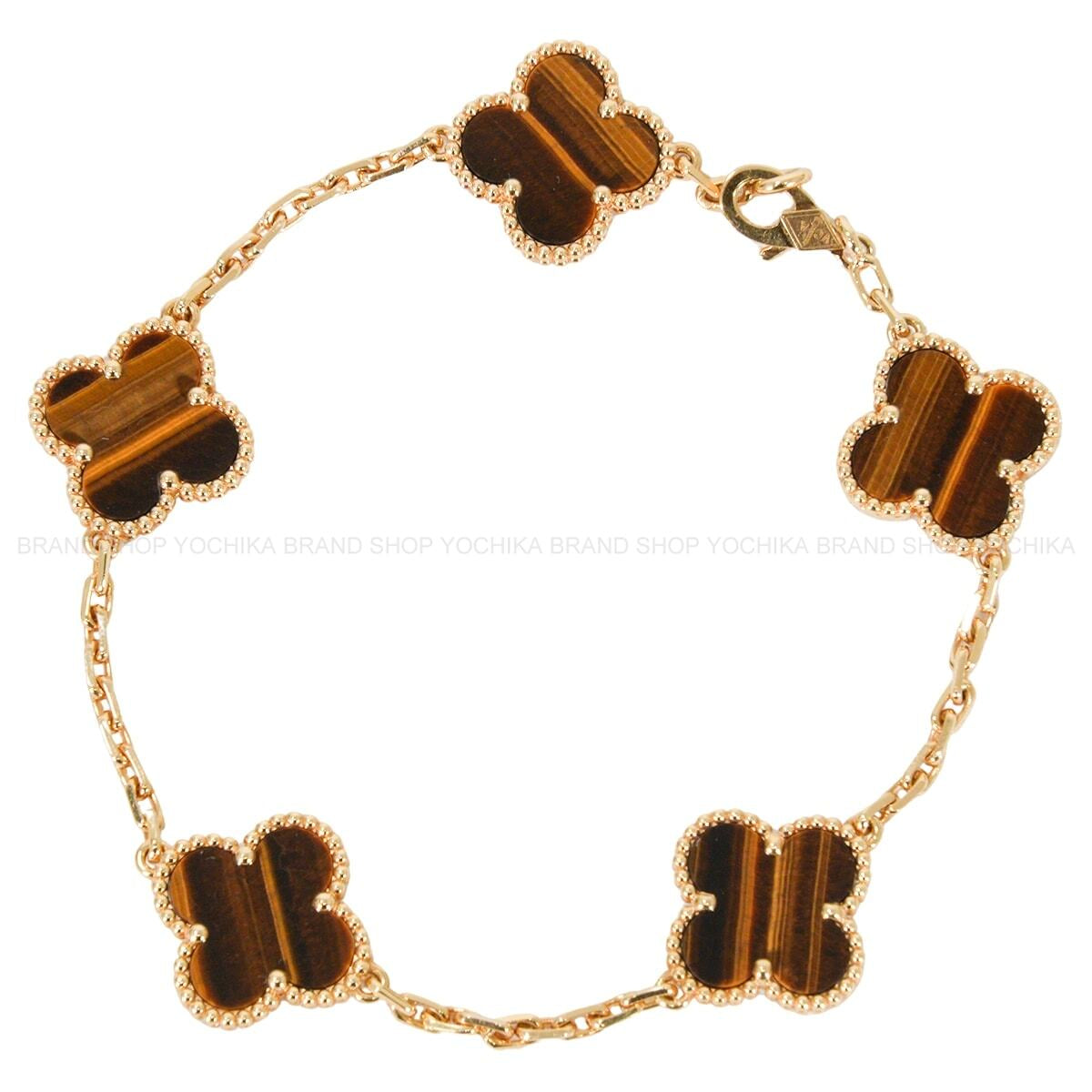 [Pre-loved] Van Cleef & Arpels bracelet Vintage Alhambra 5 mitif K18 Tigers Eye VCARD35600[USED SA][Authentic]