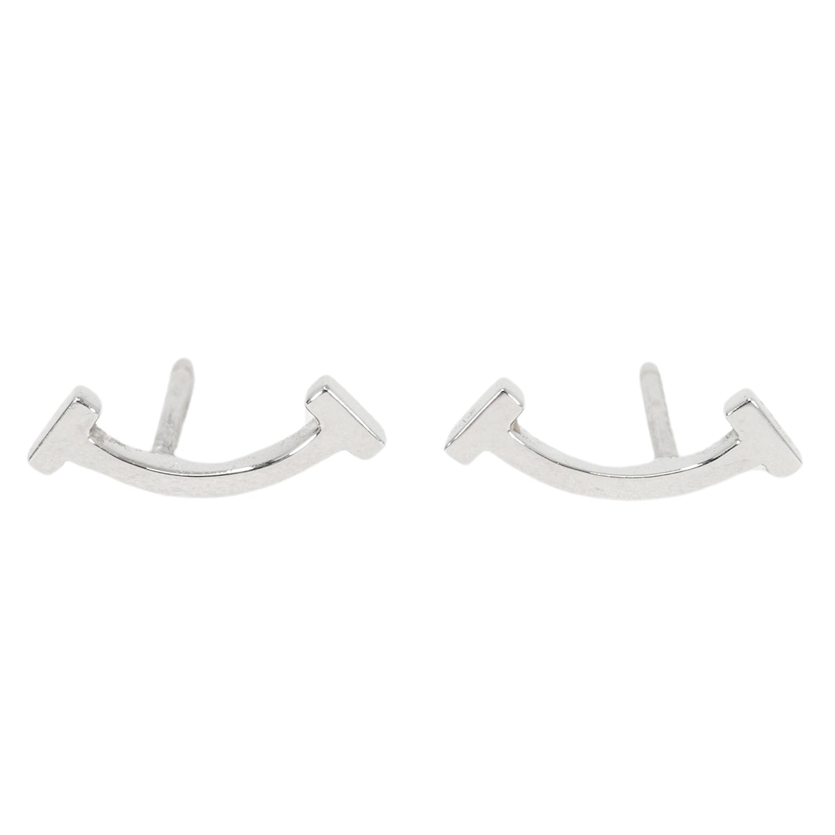 [Pre-loved] TIFFANY&Co. pierced earring T SmileWhite Gold K18WG[LIKE NEW][Authentic]